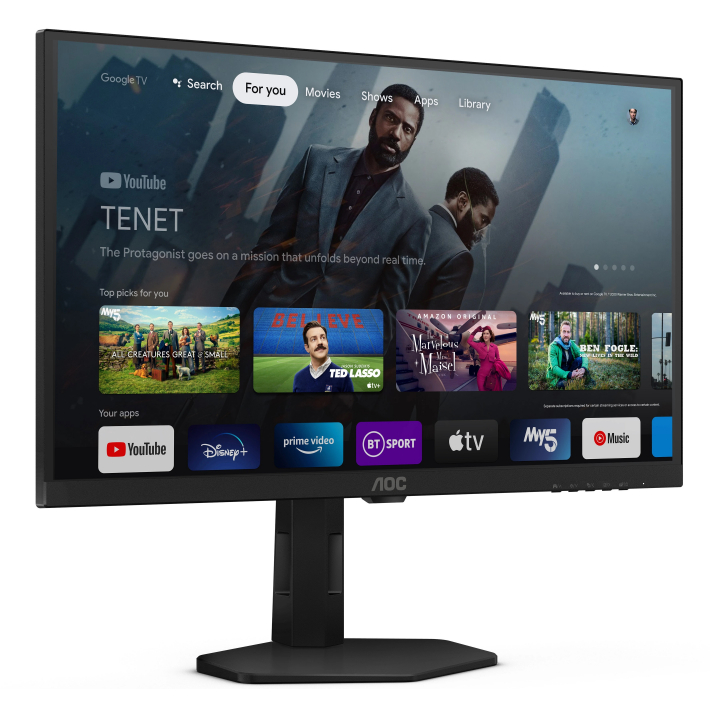 Смарт-монитор 27" AOC Q27G4XY Fast VA, 2560x1440, 180 Гц, 1 мс, 16:9, 450 кд/м², HDMI 2.0, DP 1.4, 3.5