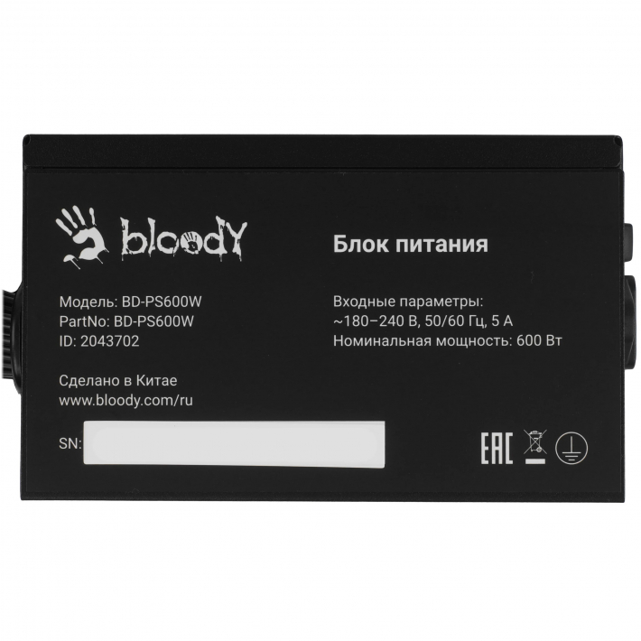 Блок питания Bloody BD-PS600W, 600Вт, 80 PLUS