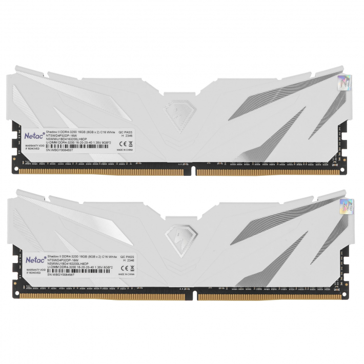 Оперативная память Netac Shadow III, DDR4, 16GB (2x8GB), 3200 MHz, CL16