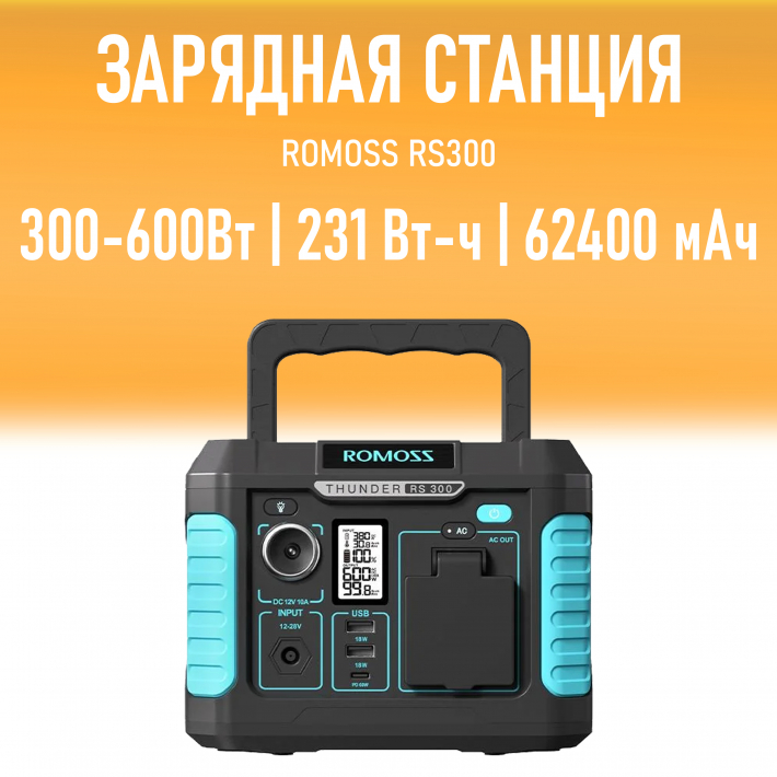 Зарядная станция Romoss RS300 Input 300-600Вт/231 Вт-ч/62400мАч
